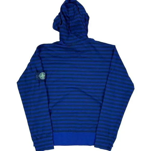 Stone Island S/S 2008 Blue/Black Striped Hooded Sweatshirt Size XL - Picture 2 of 8